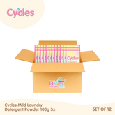 Cycles Mild Laundry Detergent Powder 100Gx3s Set of 12